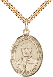 [7278GF/24G] 14kt Gold Filled Blessed Pier Giorgio Frassati Pendant on a 24 inch Gold Plate Heavy Curb chain