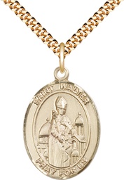 [7285GF/24G] 14kt Gold Filled Saint Walter of Pontnoise Pendant on a 24 inch Gold Plate Heavy Curb chain