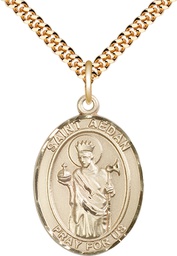 [7293GF/24G] 14kt Gold Filled Saint Aedan of Ferns Pendant on a 24 inch Gold Plate Heavy Curb chain