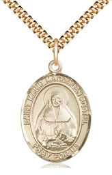 [7294GF/24G] 14kt Gold Filled Marie Magdalen Postel Pendant on a 24 inch Gold Plate Heavy Curb chain