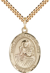 [7297GF/24G] 14kt Gold Filled Saint Lidwina of Schiedam Pendant on a 24 inch Gold Plate Heavy Curb chain