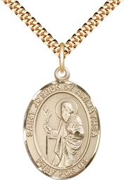 [7300GF/24G] 14kt Gold Filled Saint Joseph of Arimathea Pendant on a 24 inch Gold Plate Heavy Curb chain