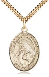 [7301GF/24G] 14kt Gold Filled Saint Margaret of Cortona Pendant on a 24 inch Gold Plate Heavy Curb chain