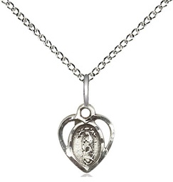 [5412SS/18SS] Sterling Silver Our Lady of la Salette Pendant on a 18 inch Sterling Silver Light Curb chain