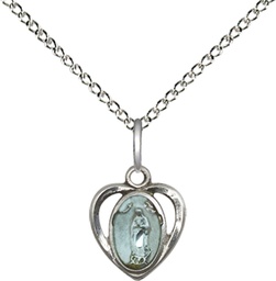 [5422ESS/18SS] Sterling Silver Our Lady of Guadalupe Pendant on a 18 inch Sterling Silver Light Curb chain