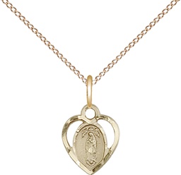 [5422GF/18GF] 14kt Gold Filled Our Lady of Guadalupe Pendant on a 18 inch Gold Filled Light Curb chain