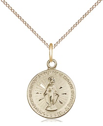 [5653GF/18GF] 14kt Gold Filled Miraculous Pendant on a 18 inch Gold Filled Light Curb chain