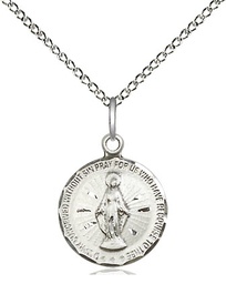 [5653SS/18SS] Sterling Silver Miraculous Pendant on a 18 inch Sterling Silver Light Curb chain