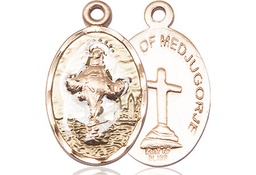 [5678KT] 14kt Gold Our Lady of Medugorje Medal