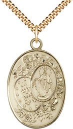 [5681GF/24G] 14kt Gold Filled Miraculous Pendant on a 24 inch Gold Plate Heavy Curb chain