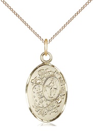[5682GF/18GF] 14kt Gold Filled Miraculous Pendant on a 18 inch Gold Filled Light Curb chain