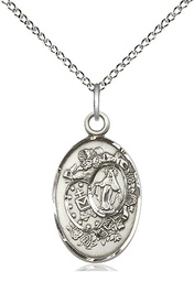 [5682SS/18SS] Sterling Silver Miraculous Pendant on a 18 inch Sterling Silver Light Curb chain