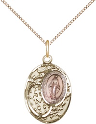 [5683EPGF/18GF] 14kt Gold Filled Miraculous Pendant on a 18 inch Gold Filled Light Curb chain