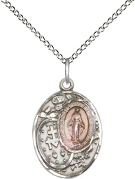 [5683EPSS/18SS] Sterling Silver Miraculous Pendant on a 18 inch Sterling Silver Light Curb chain