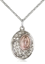 [5683EPSS/18SS] Sterling Silver Miraculous Pendant on a 18 inch Sterling Silver Light Curb chain