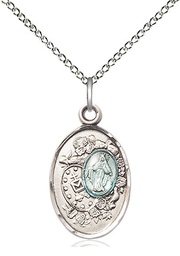 [5683ESS/18SS] Sterling Silver Miraculous Pendant on a 18 inch Sterling Silver Light Curb chain