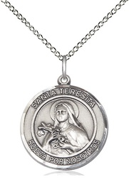 [8106RDSPSS/18SS] Sterling Silver Santa Teresita Pendant on a 18 inch Sterling Silver Light Curb chain