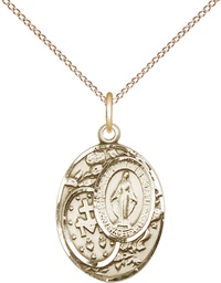 [5683GF/18GF] 14kt Gold Filled Miraculous Pendant on a 18 inch Gold Filled Light Curb chain