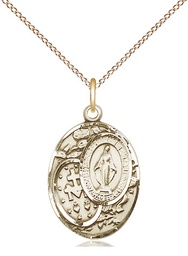 [5683GF/18GF] 14kt Gold Filled Miraculous Pendant on a 18 inch Gold Filled Light Curb chain