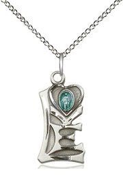 [5901SS/18SS] Sterling Silver Miraculous Pendant on a 18 inch Sterling Silver Light Curb chain