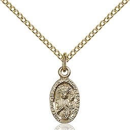 [6091GF/18GF] 14kt Gold Filled Our Lady of Czestochowa Pendant on a 18 inch Gold Filled Light Curb chain