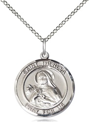 [8106RDSS/18SS] Sterling Silver Saint Theresa Pendant on a 18 inch Sterling Silver Light Curb chain