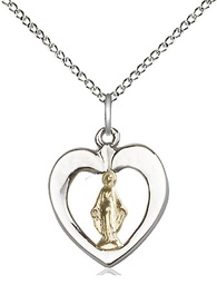 [6096GF/SS/18SS] Two-Tone GF/SS Miraculous Pendant on a 18 inch Sterling Silver Light Curb chain