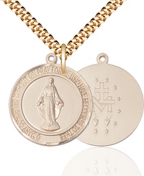 [7078RDGF/24G] 14kt Gold Filled Miraculous Pendant on a 24 inch Gold Plate Heavy Curb chain