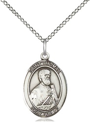 [8107SS/18SS] Sterling Silver Saint Thomas the Apostle Pendant on a 18 inch Sterling Silver Light Curb chain