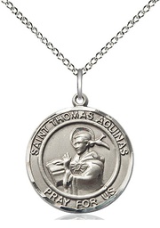 [8108RDSS/18SS] Sterling Silver Saint Thomas Aquinas Pendant on a 18 inch Sterling Silver Light Curb chain