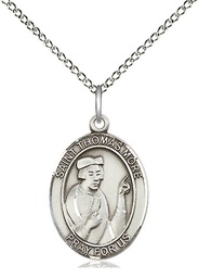 [8109SS/18SS] Sterling Silver Saint Thomas More Pendant on a 18 inch Sterling Silver Light Curb chain