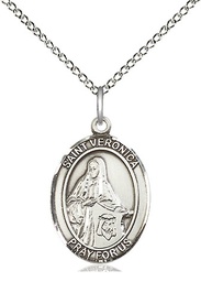 [8110SS/18SS] Sterling Silver Saint Veronica Pendant on a 18 inch Sterling Silver Light Curb chain