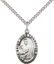 [3983SS/18S] Sterling Silver Saint Jude Pendant on a 18 inch Light Rhodium Light Curb chain