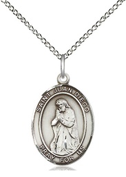 [8111SS/18SS] Sterling Silver Saint Juan Diego Pendant on a 18 inch Sterling Silver Light Curb chain