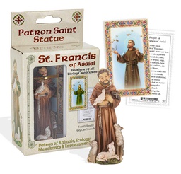 [HI-1735-310] 4" Cold Cast Resin Hand Painted Statue of St Francis of Assisi