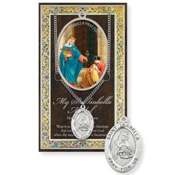 [HI-950-451] St. Isabella Genuine Pewter Medal on a 24&quot; Chain with Biography and Picture Folder