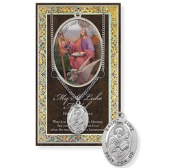 [HI-950-482] St. Luke Genuine Pewter Medal on a 24" Chain with Biography and Picture Folder