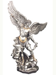 [SR-71543-PE] St. Michael Pewter Gold Trim 14.5"