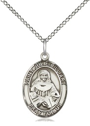 [8117SS/18SS] Sterling Silver Saint Julie Billiart Pendant on a 18 inch Sterling Silver Light Curb chain