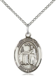 [8121SS/18SS] Sterling Silver Saint Valentine of Rome Pendant on a 18 inch Sterling Silver Light Curb chain