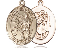 [7515GF] 14kt Gold Filled Saint Christopher Karate Medal