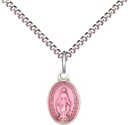 [0702PMSS/18S] Sterling Silver Miraculous Pendant on a 18 inch Light Rhodium Light Curb chain