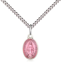 [0702PMSS/18S] Sterling Silver Miraculous Pendant on a 18 inch Light Rhodium Light Curb chain
