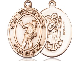 [7516GF] 14kt Gold Filled Saint Christopher Lacrosse Medal