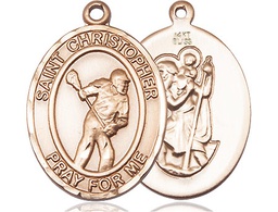 [7516KT] 14kt Gold Saint Christopher Lacrosse Medal