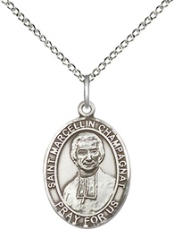 [8131SS/18SS] Sterling Silver Saint Marcellin Champagnat Pendant on a 18 inch Sterling Silver Light Curb chain