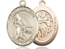 [7601GF] 14kt Gold Filled Saint Sebastian Football Medal