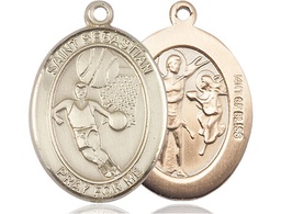 [7602GF] 14kt Gold Filled Saint Sebastian Basketball Medal