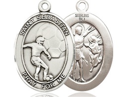 [7603SS] Sterling Silver Saint Sebastian Soccer Medal