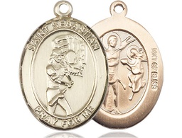 [7607GF] 14kt Gold Filled Saint Sebastian Softball Medal